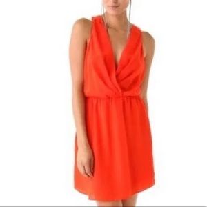 Rory Beca Orange 100% Silk Maya Wrap Mini Dress size XS